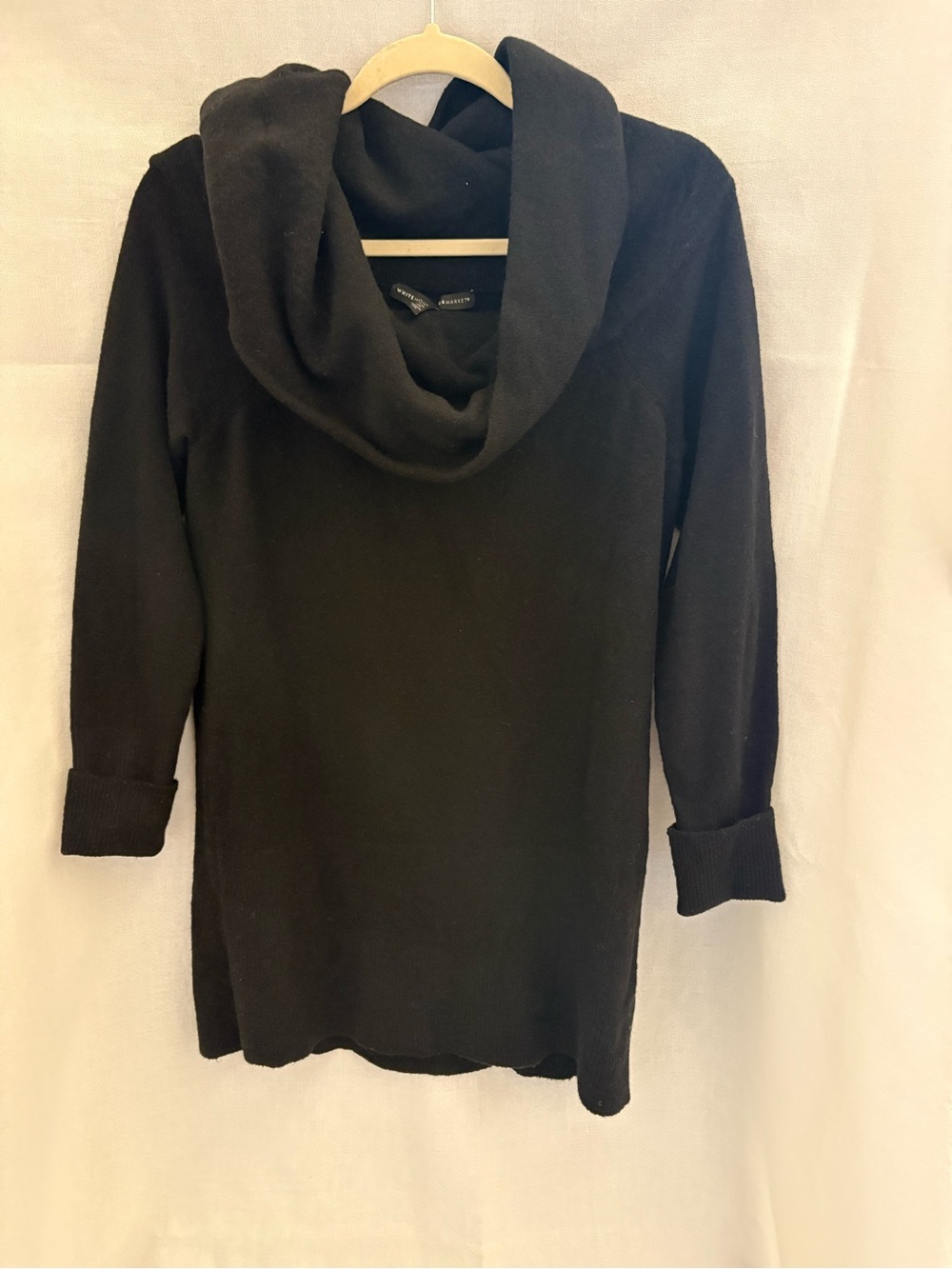 White House Black Market Black Cowl-Neck Tunic Sweater